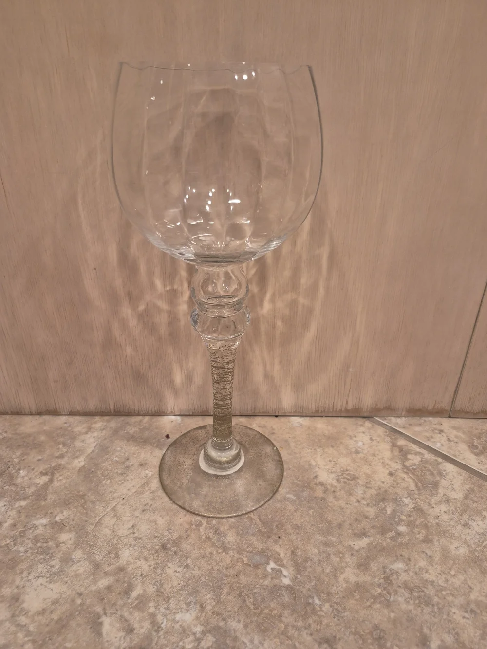 Clear Textured Glass Candle Holder